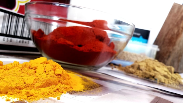 Colorful powder spices arranged in bowls, illustrating various alternatives such as smoked paprika, chili powder, or turmeric as affordable replacements.