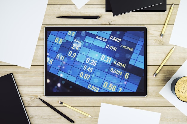 A close-up shot of a calculator with a dollar sign visible on the display, next to some spreadsheets showing currency exchange rates. Focus on the detail and the seriousness of financial calculation.