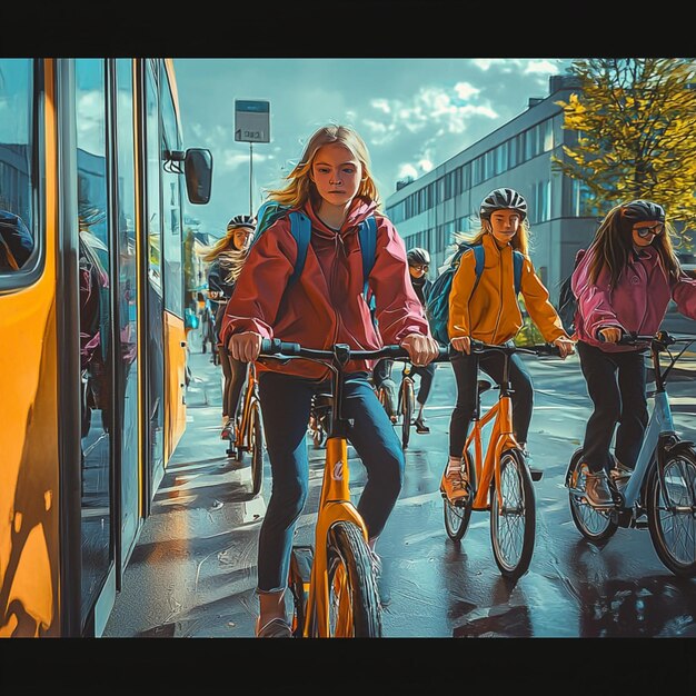A collage showing people using public transportation, cycling, walking, and carpooling, symbolizing alternative transportation methods to reduce gasoline consumption in Brazil. The collage is colorful and represents urban settings.