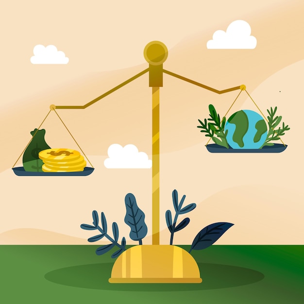 A conceptual illustration of a balanced scale with government spending on one side and tax revenue on the other, symbolizing fiscal balance and sustainability.
