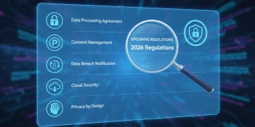 Compliance checklist for 2026 data privacy regulations, emphasizing data protection and avoiding fines.