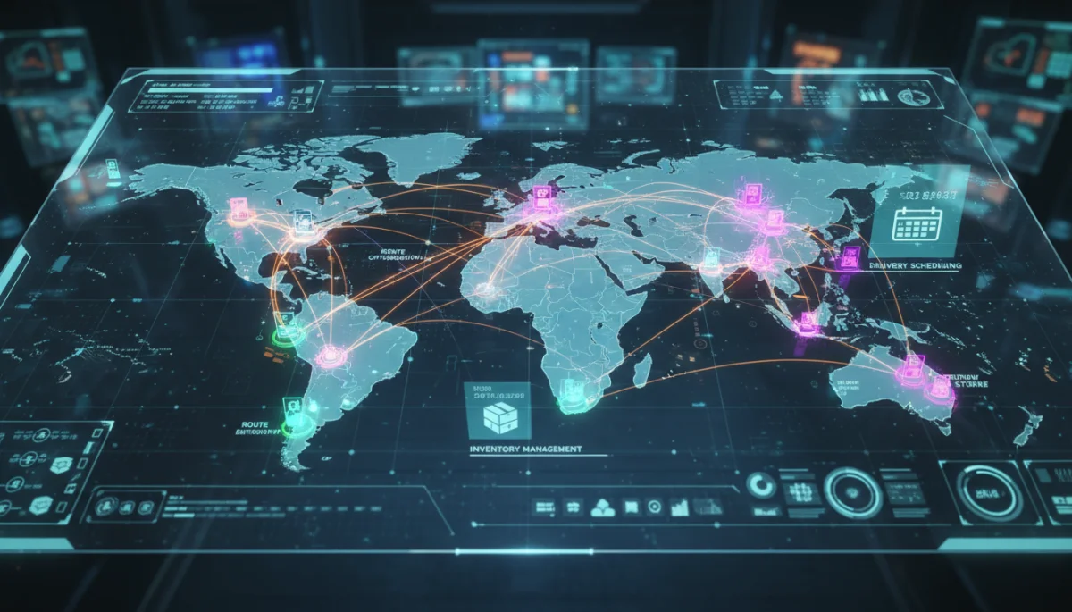 AI optimizing complex supply chain network for efficiency