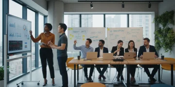 Team collaborating on business agility strategy