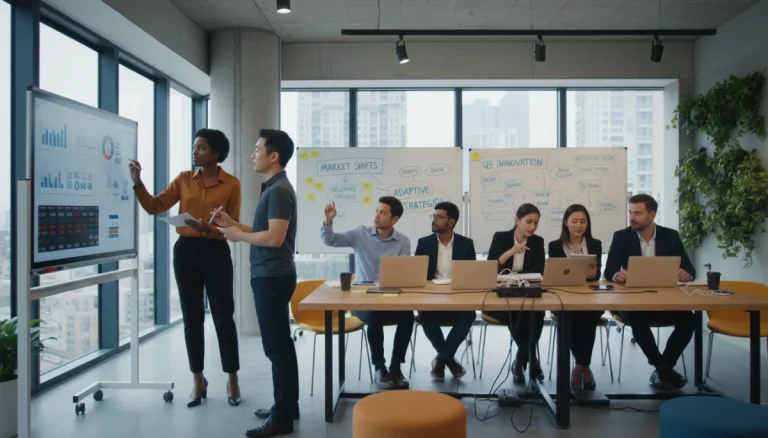 Team collaborating on business agility strategy