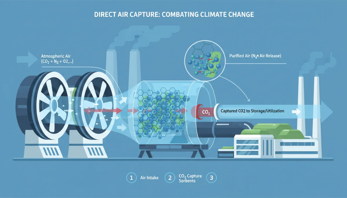 Direct air capture technology removing CO2 from atmosphere