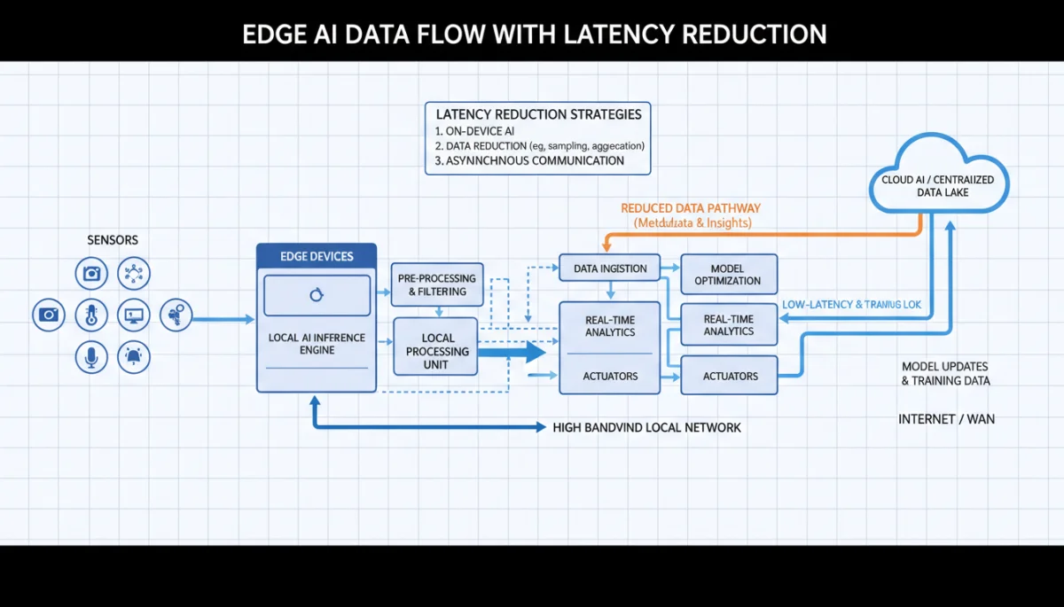 Data flow diagram illustrating edge AI latency reduction