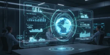 Global supply chain network optimized with real-time analytics dashboard, showing cost reduction by 2026.
