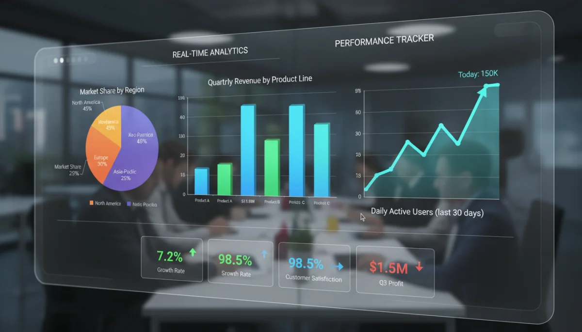 Interactive data visualization on a BI dashboard for real-time performance tracking and analysis.