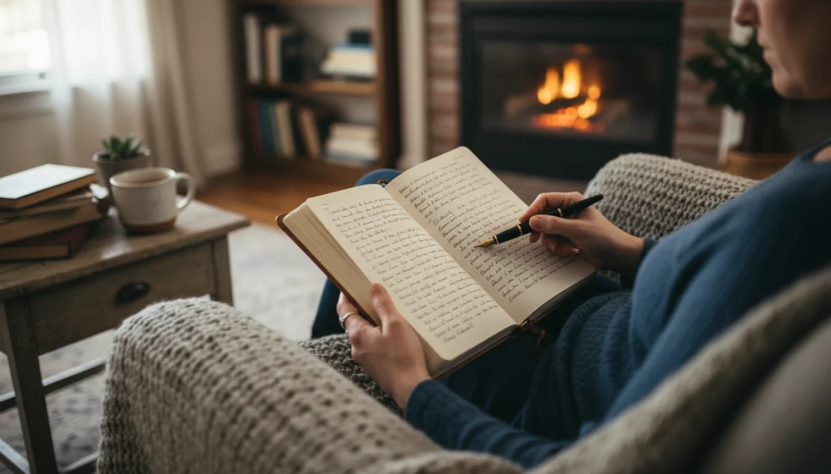 Person journaling thoughts for emotional processing and resilience