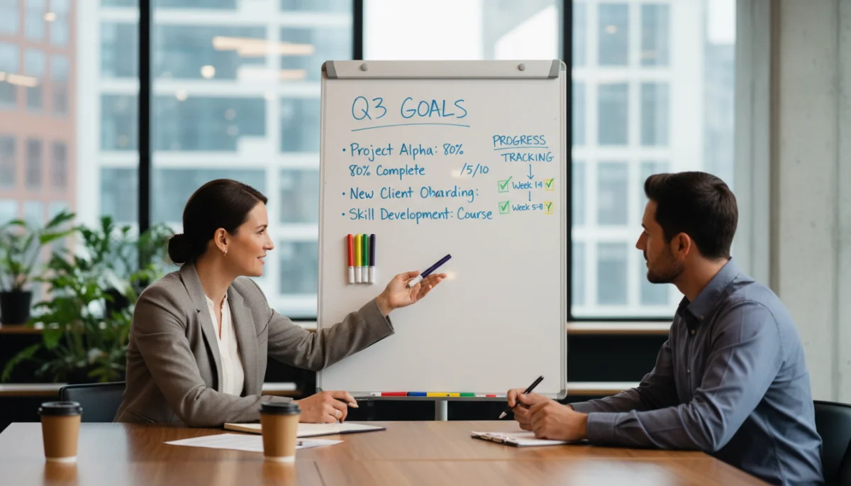 Manager giving feedback to employee on performance