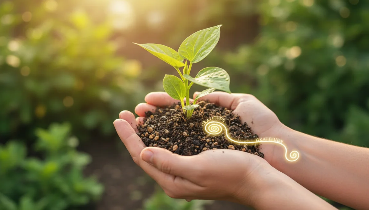Hands nurturing a growing plant, symbolizing personal development