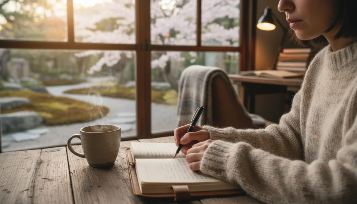 Person journaling, practicing reflective self-care