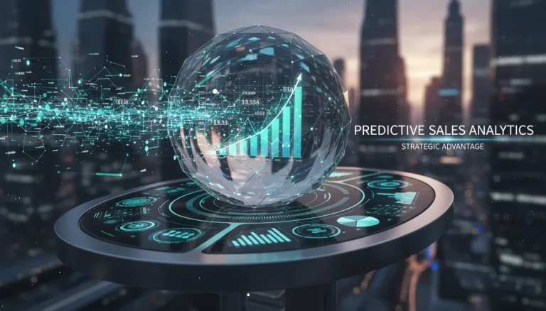Futuristic dashboard showing predictive sales analytics and revenue growth