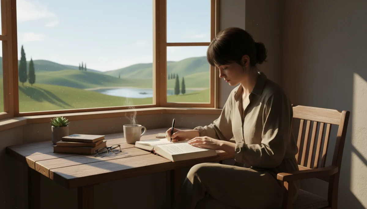 Person journaling and reflecting for self-discovery