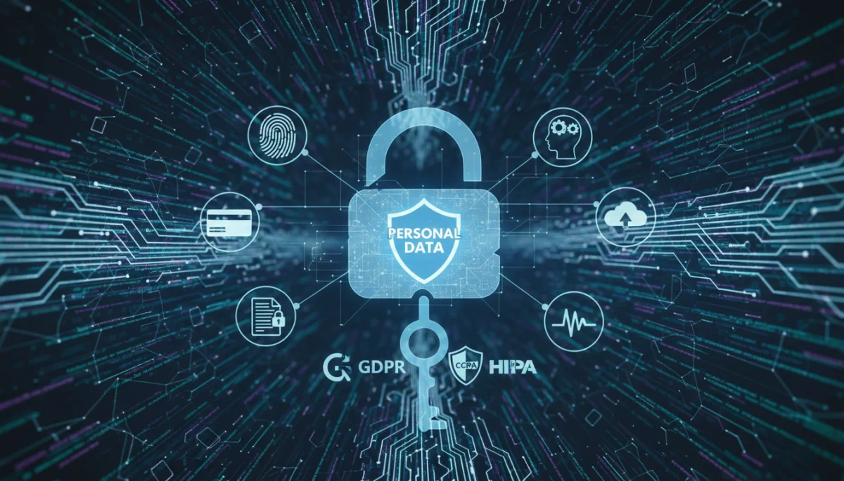 Secure data management with digital lock and key protecting personal information.