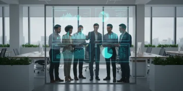 Business professionals analyzing strategic workforce planning data to reduce turnover
