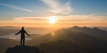 Sunrise over mountains, symbolizing new beginnings and personal growth